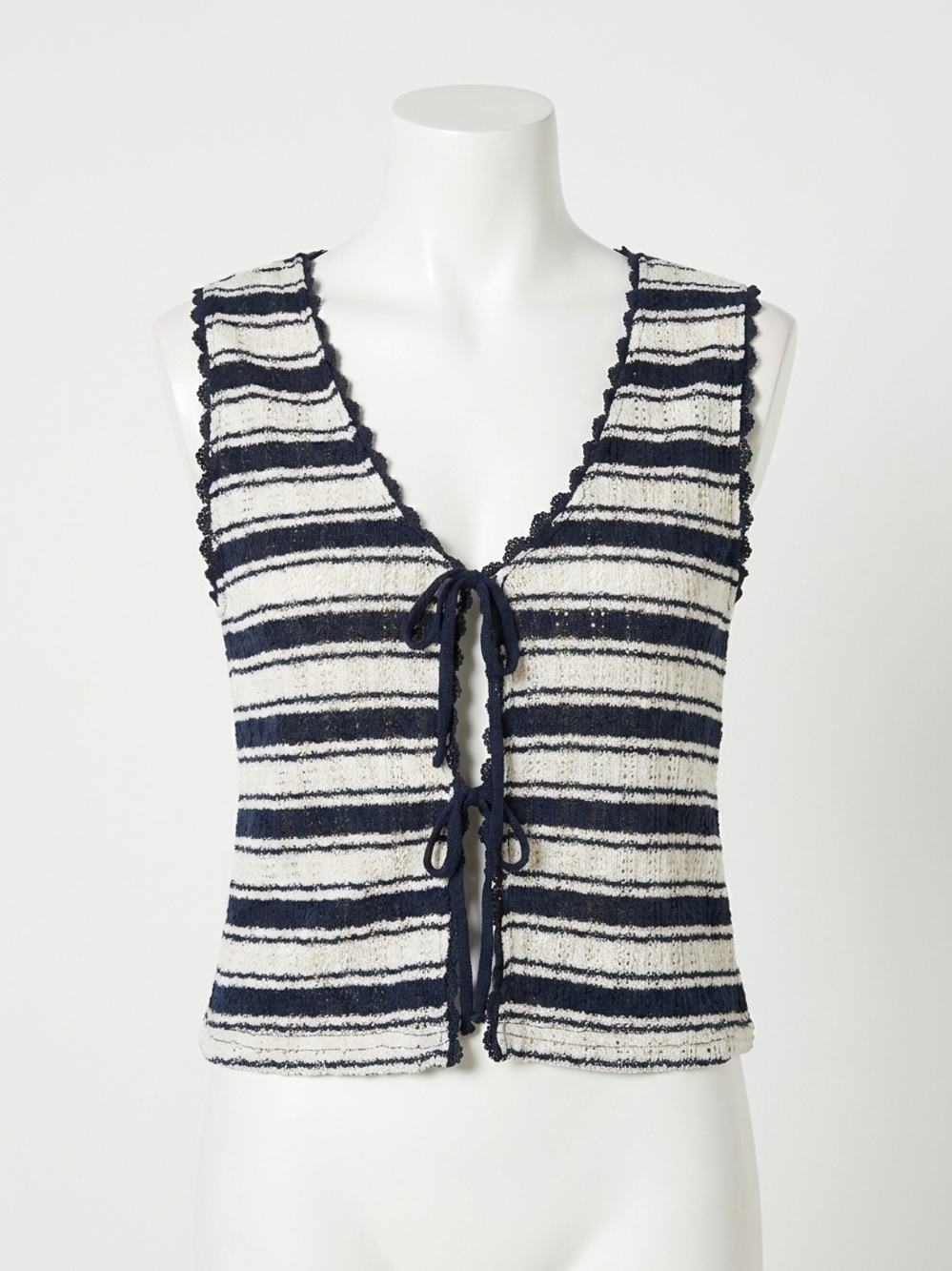NEW APRICOT striped tie sleeveless top in blue